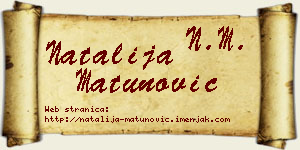 Natalija Matunović vizit kartica